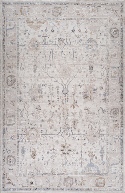 Wiam Distressed Medallion Traditional Beige and Ivory Indoor Rug