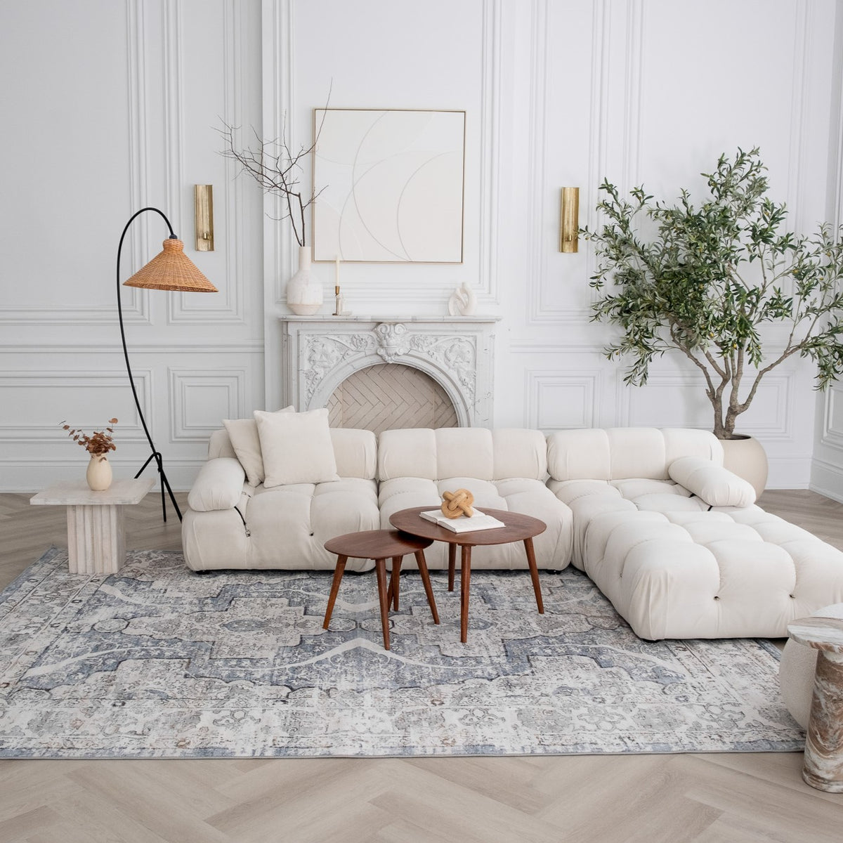Asala Oriental Traditional Blue and Grey Indoor Rug