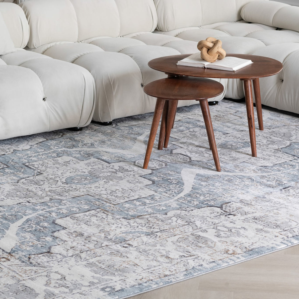 Asala Oriental Traditional Blue and Grey Indoor Rug