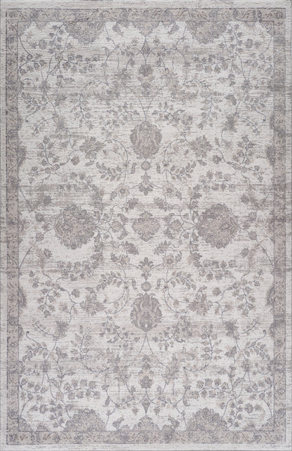 Ulfah Floral Medallion Traditional Beige and Grey Indoor Rug