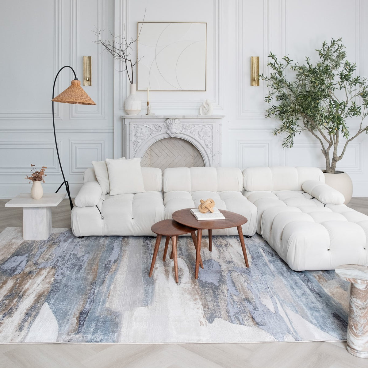 Tapis bleu abstrait Atlas Mirage