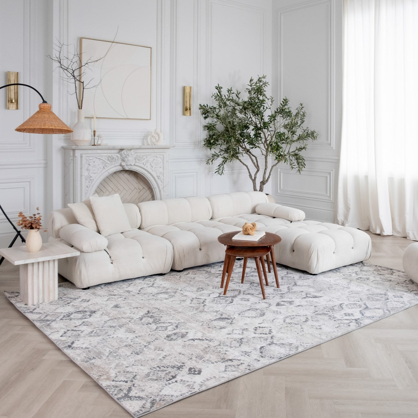 Tapis beige moderne fractal Atlas
