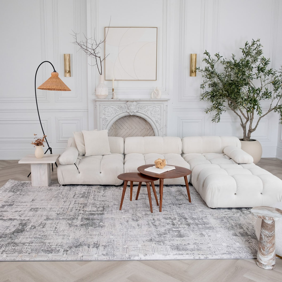 Nordvik Textured Abstract Contemporary Grey and Beige Indoor Rug