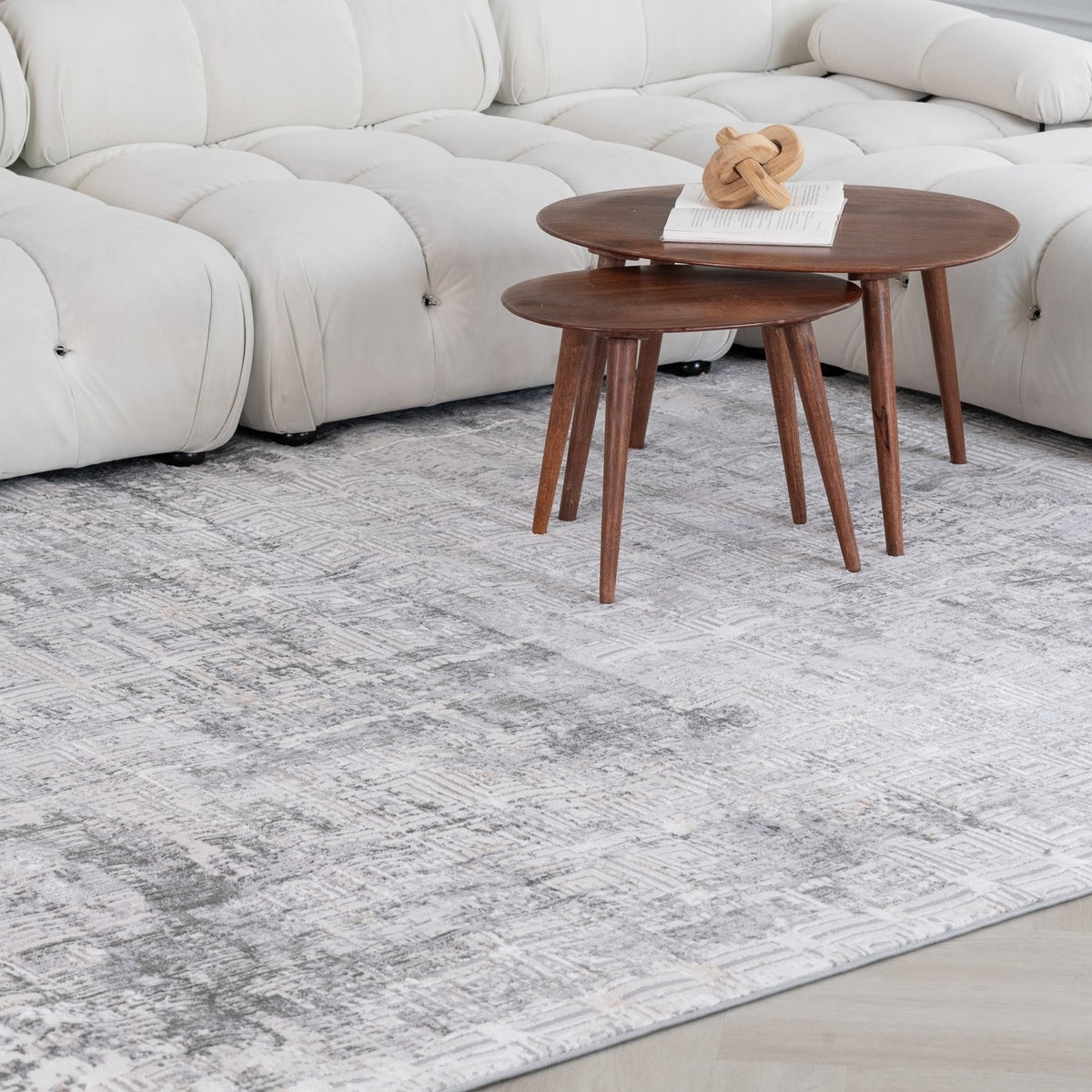Nordvik Textured Abstract Contemporary Grey and Beige Indoor Rug