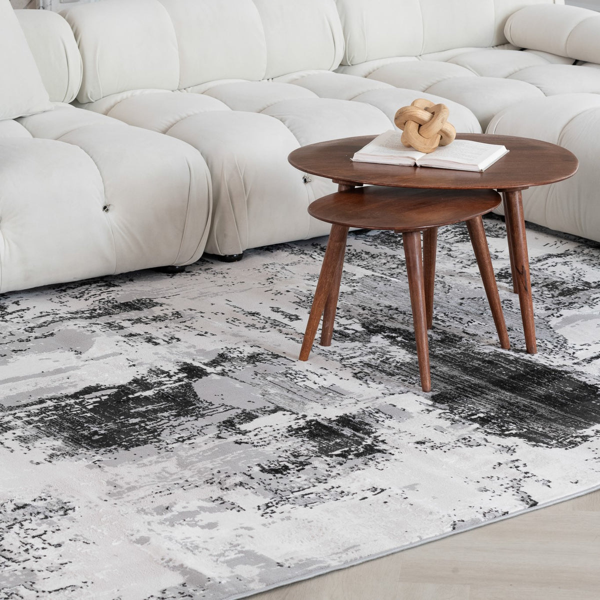 Axiom Abstract Contemporary Grey and Black Indoor Rug