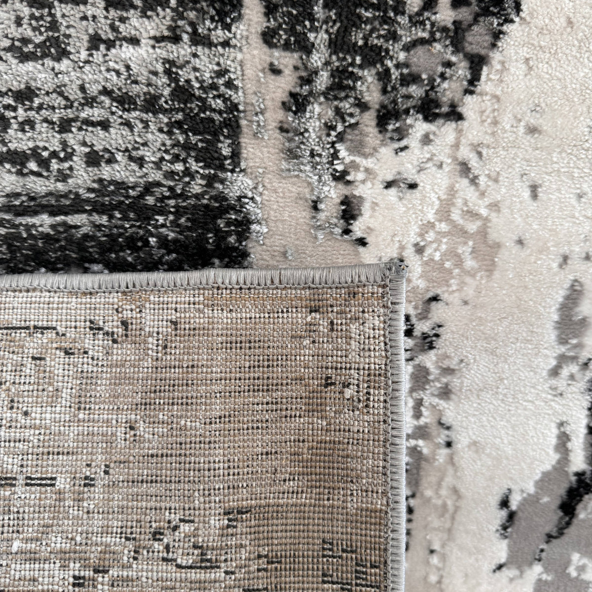 Axiom Abstract Contemporary Grey and Black Indoor Rug