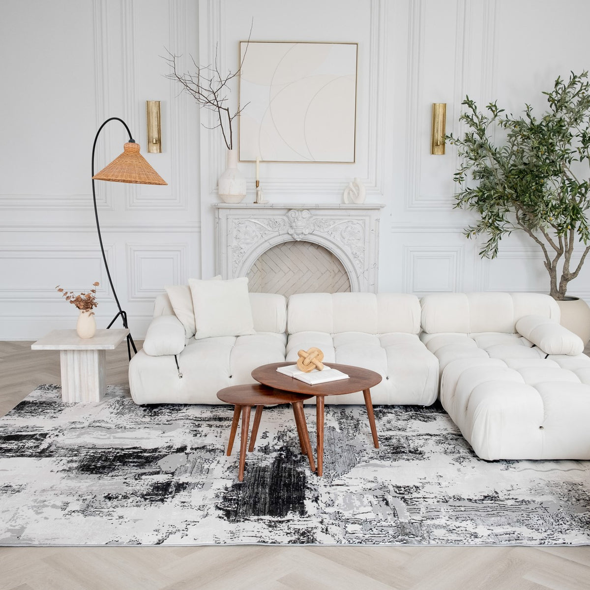Axiom Abstract Contemporary Grey and Black Indoor Rug