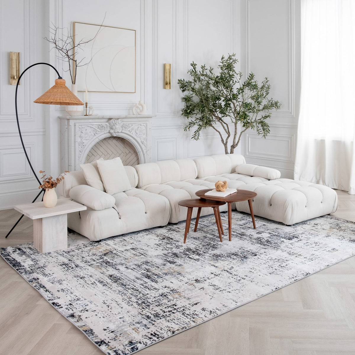 Tapis blanc moderne classique Atlas