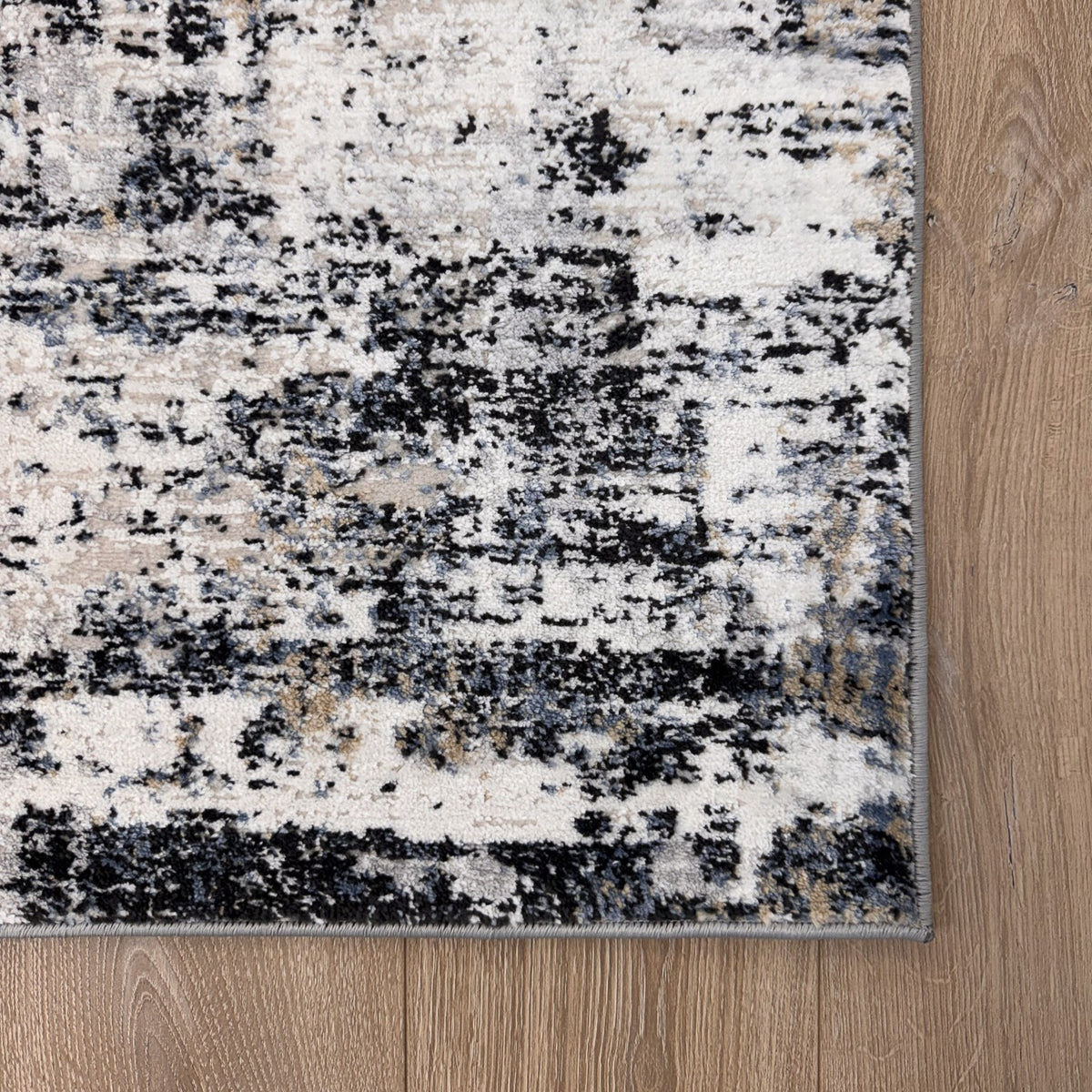 Ashlar Abstract Contemporary White and Beige Indoor Rug
