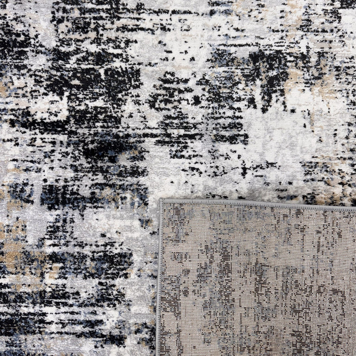 Ashlar Abstract Contemporary White and Beige Indoor Rug
