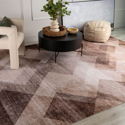 Tapis marron contemporain géométrique Emir