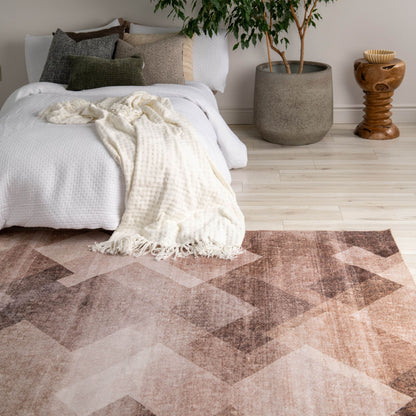 Tapis marron contemporain géométrique Emir