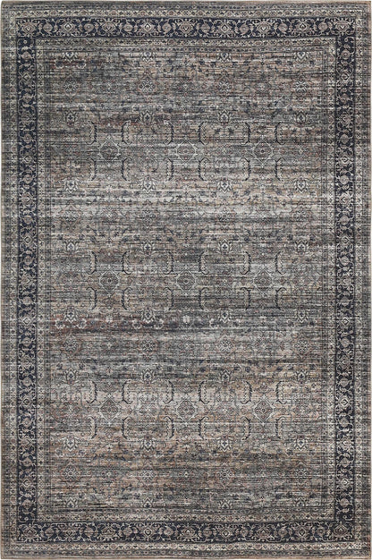 Basima Persian Floral Traditional Brown and Grey Indoor Rug
