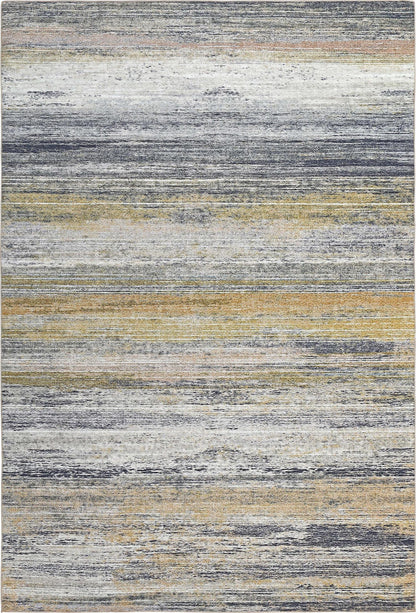 Rosetta Abstract Contemporary Gold and Blue Indoor Rug