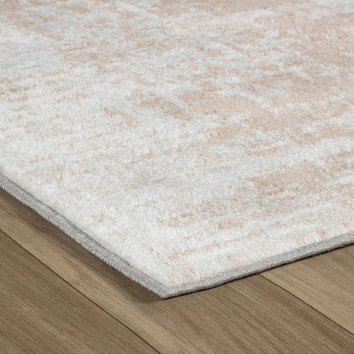 Tapis Lysa abstrait patchwork contemporain marron et beige