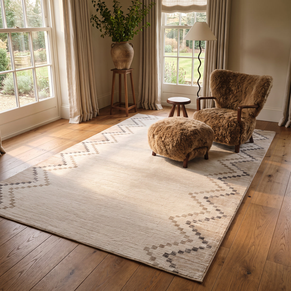 Luma Geometric Contemporary Beige Indoor Rug