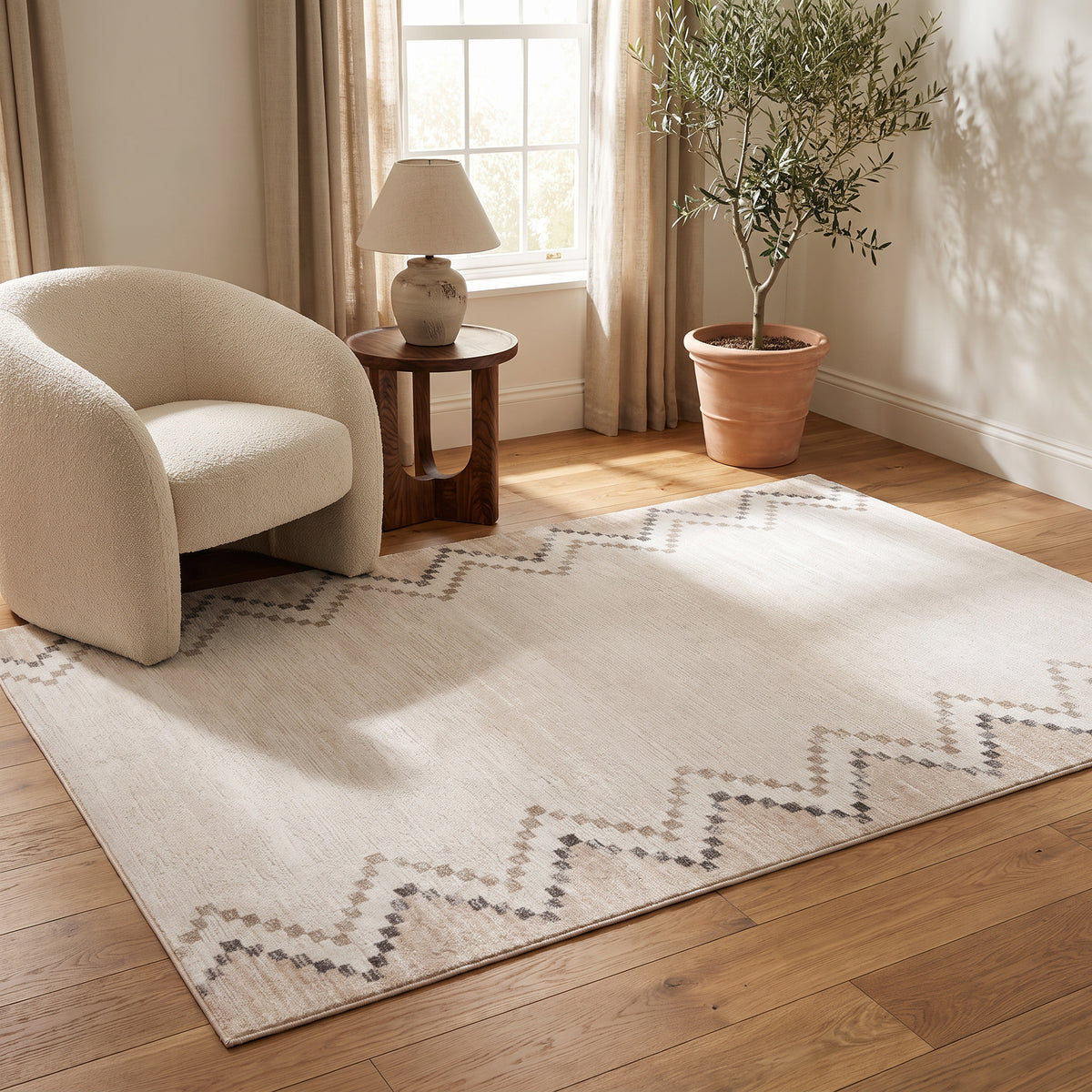 Tapis Luma géométrique contemporain beige