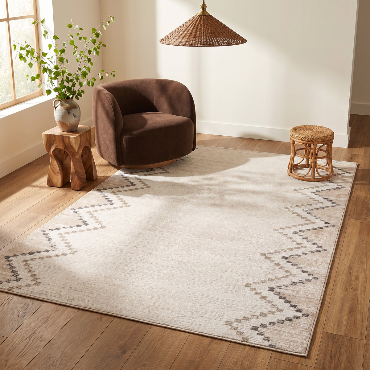 Tapis Luma géométrique contemporain beige