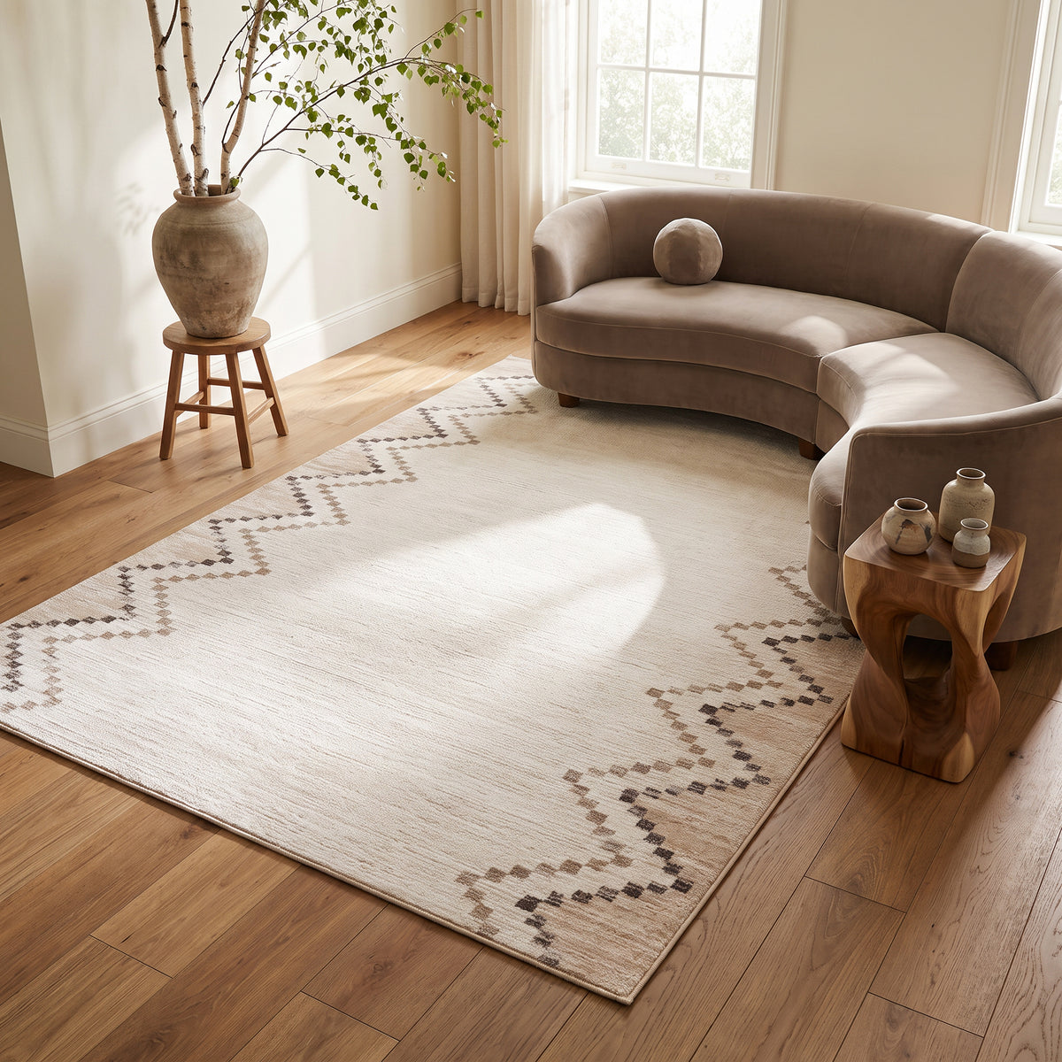 Tapis Luma géométrique contemporain beige