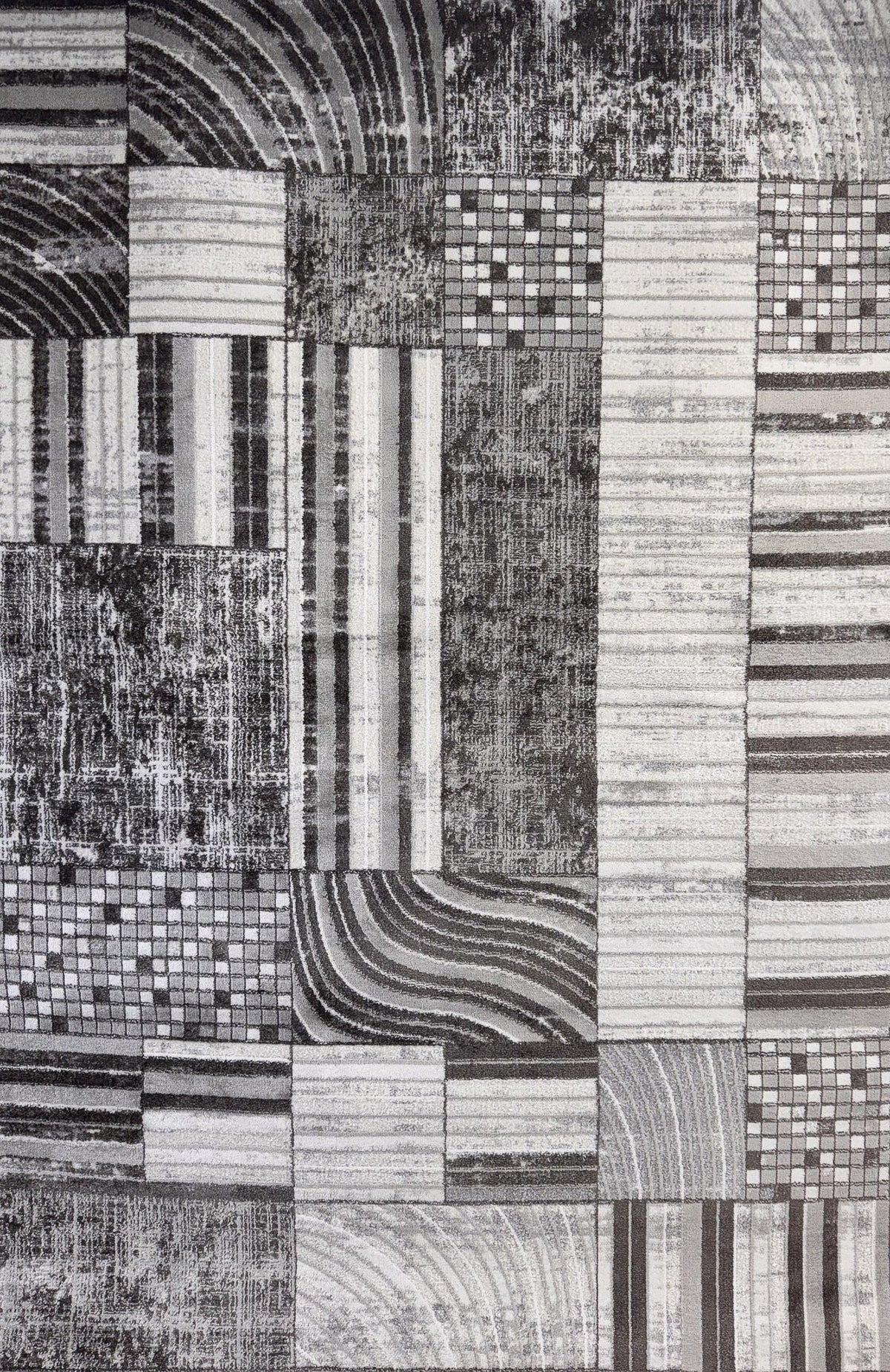 Alfombra de interior Kasuri abstracta patchwork contemporánea beige y crema
