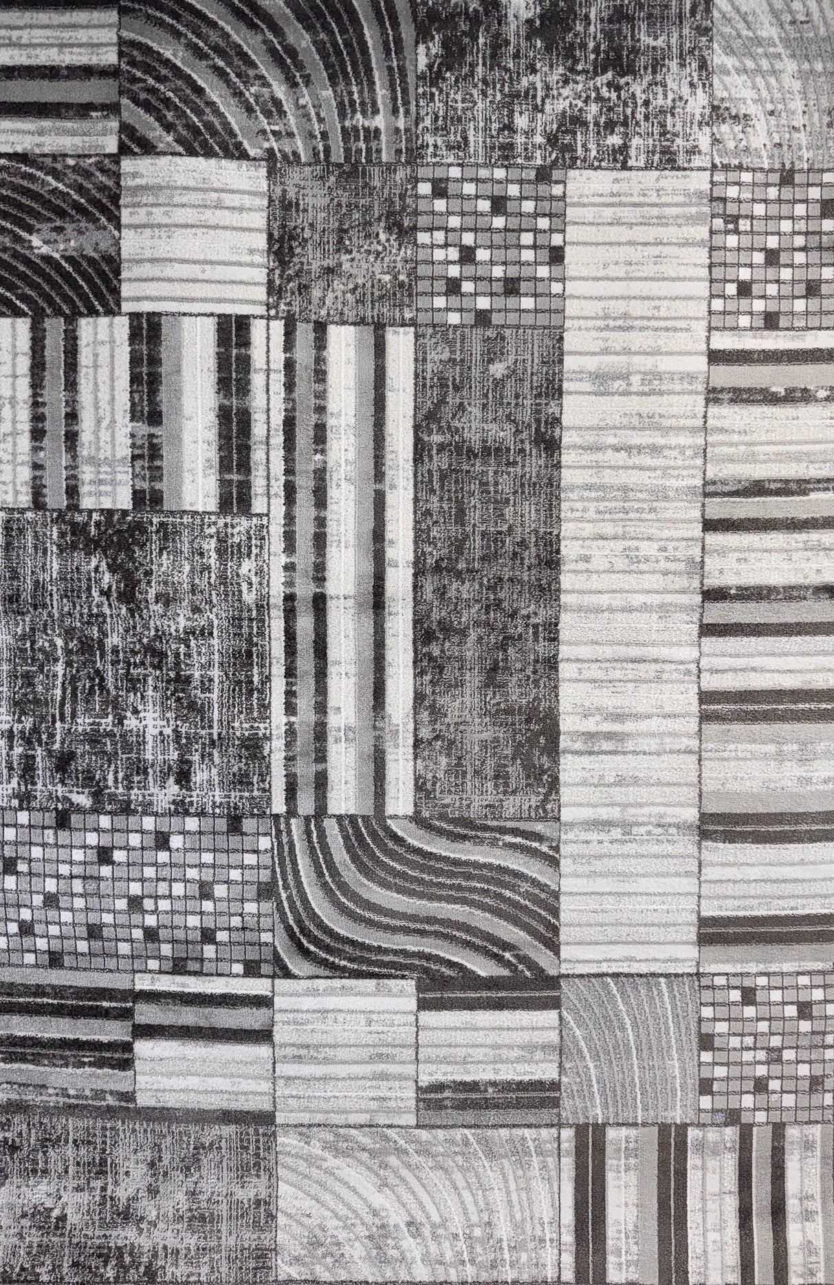 Kasuri Abstract Patchwork Contemporary Beige and Cream Indoor Rug