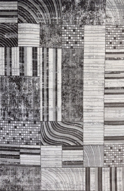 Kasuri Abstract Patchwork Contemporary Beige and Cream Indoor Rug