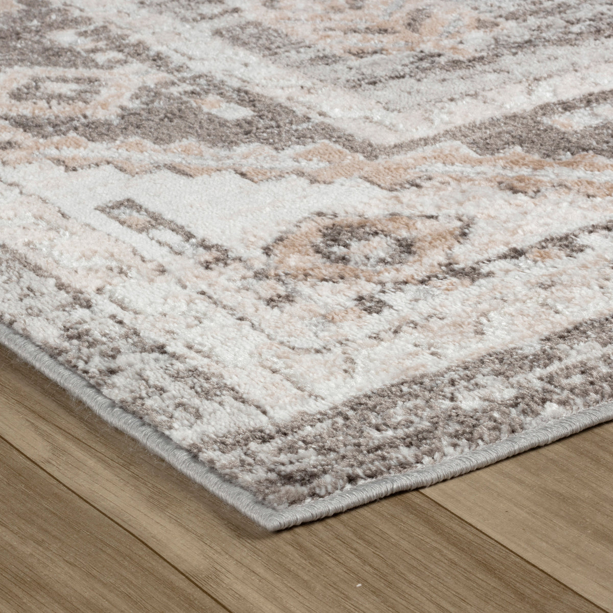 Karsin Oriental Traditional Grey and Beige Indoor Rug