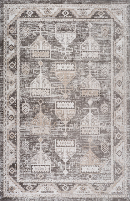 Karsin Oriental Traditional Grey and Beige Indoor Rug