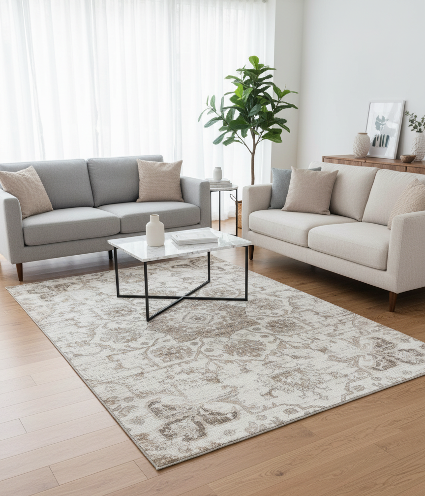 Tala Distressed Contemporary Cream Indoor Rug