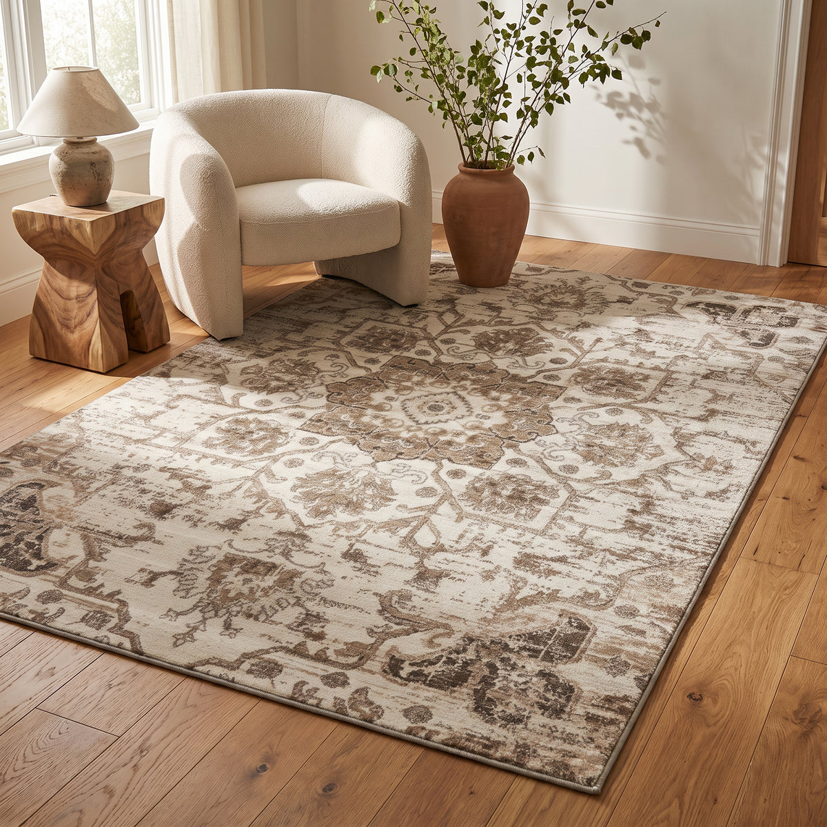 Tapis Tala vieilli contemporain crème