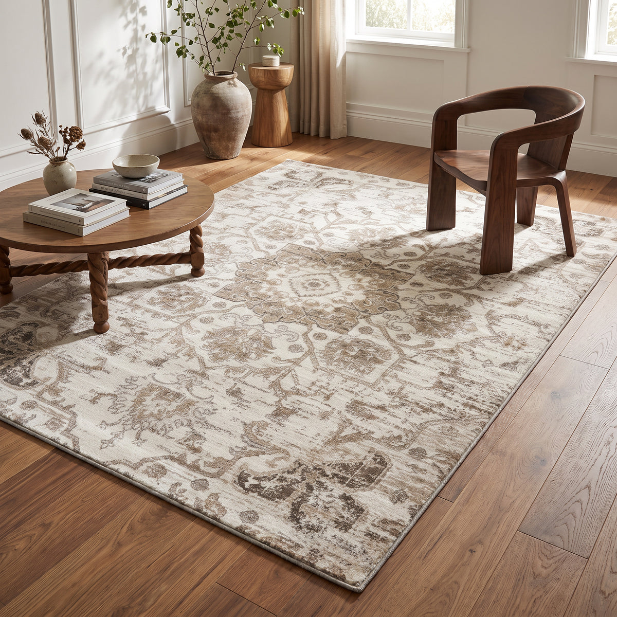 Tapis Tala vieilli contemporain crème