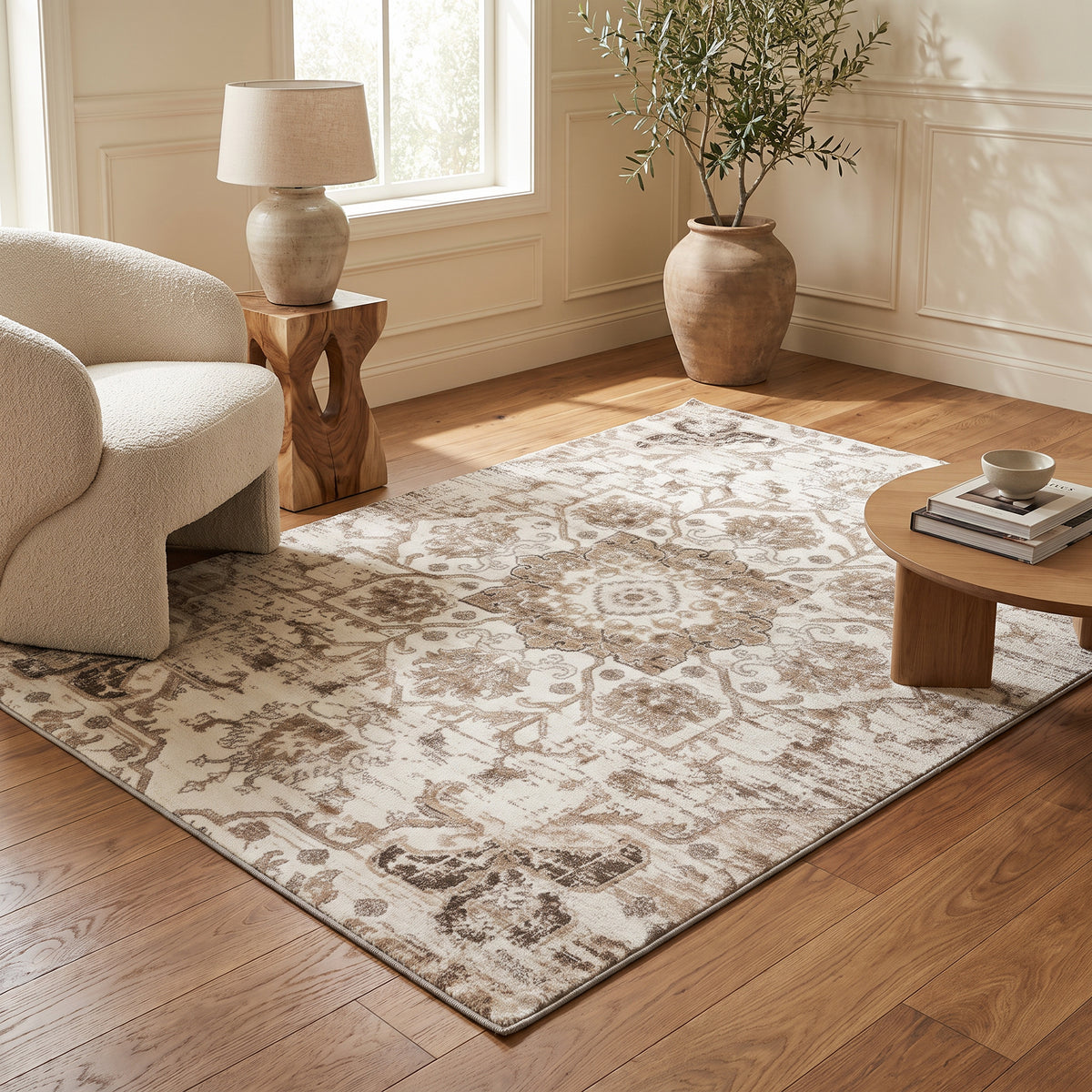 Tapis Tala vieilli contemporain crème