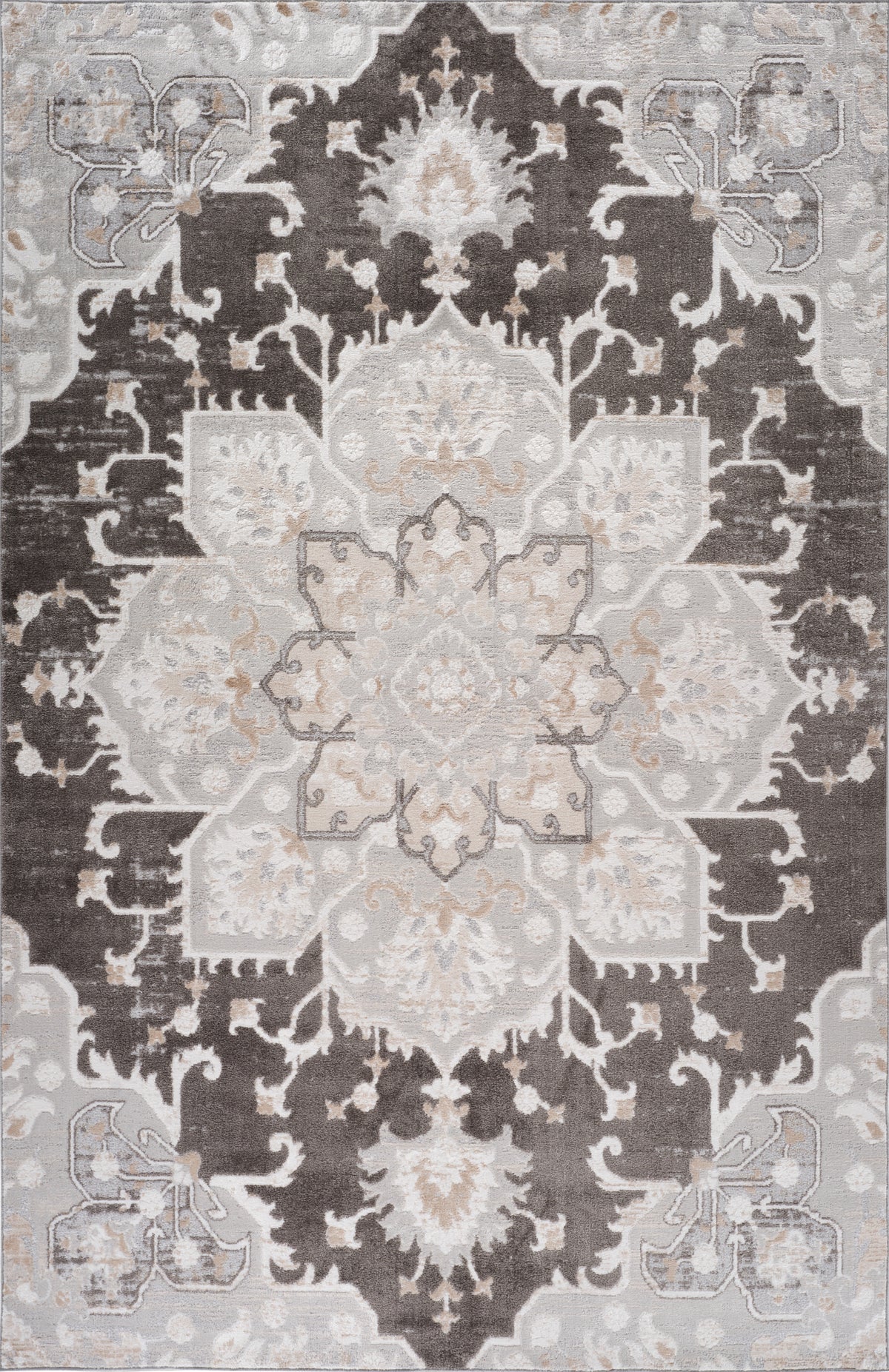 Tala Distressed Floral Contemporary Brown and Grey Indoor Rug