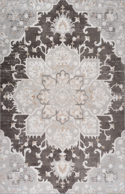 Tala Distressed Floral Contemporary Brown and Grey Indoor Rug