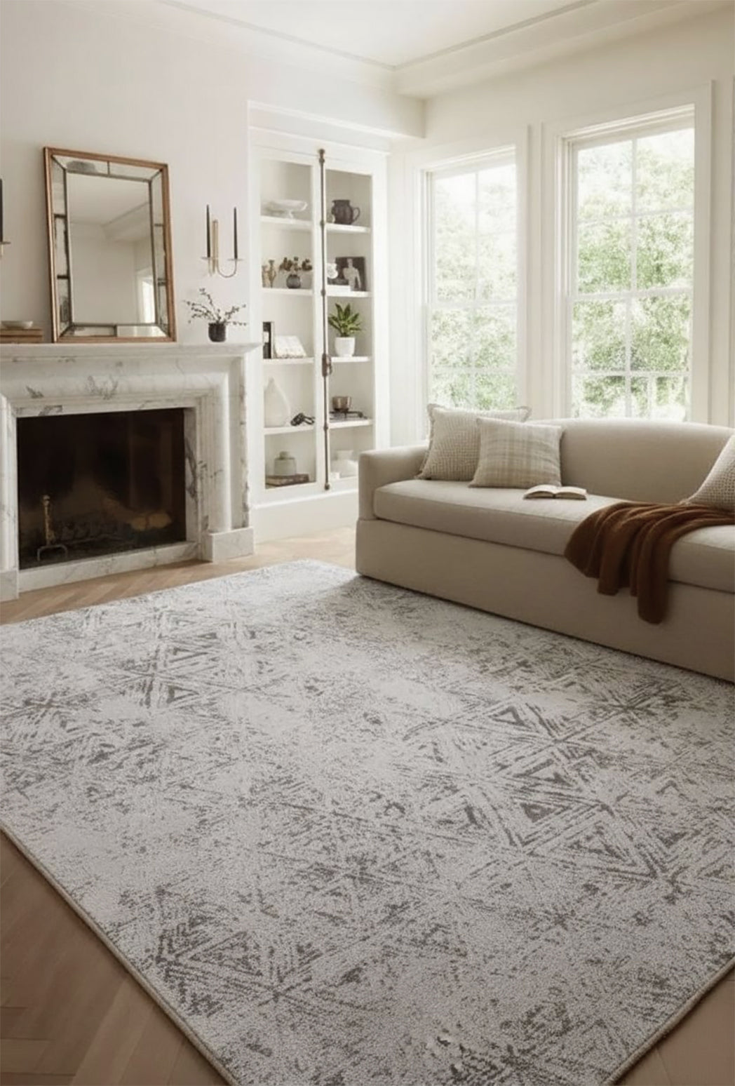 Noema Geometric Contemporary Beige and Cream Indoor Rug