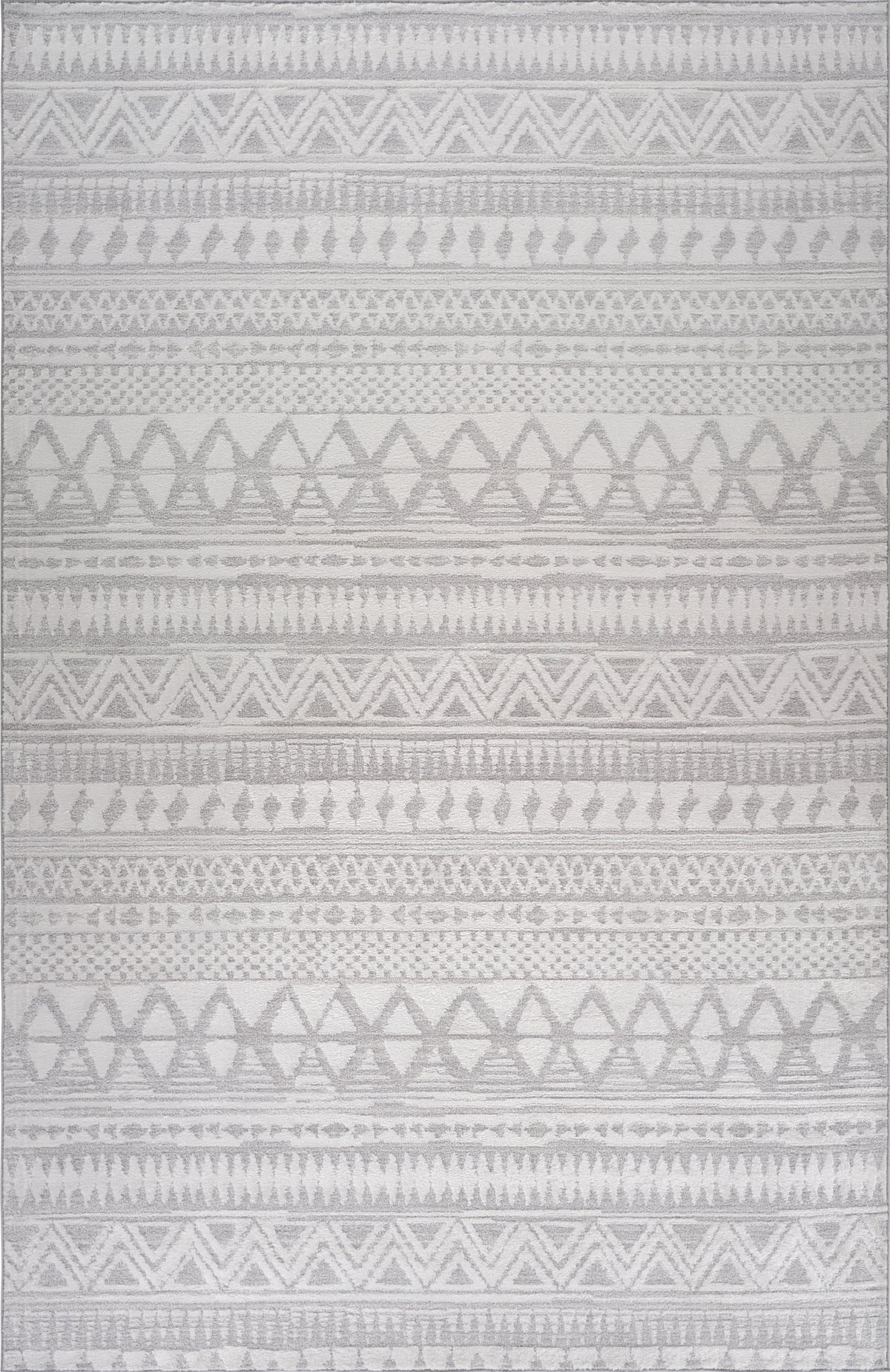 Alfombra Sirocco geométrica contemporánea gris y crema para interiores