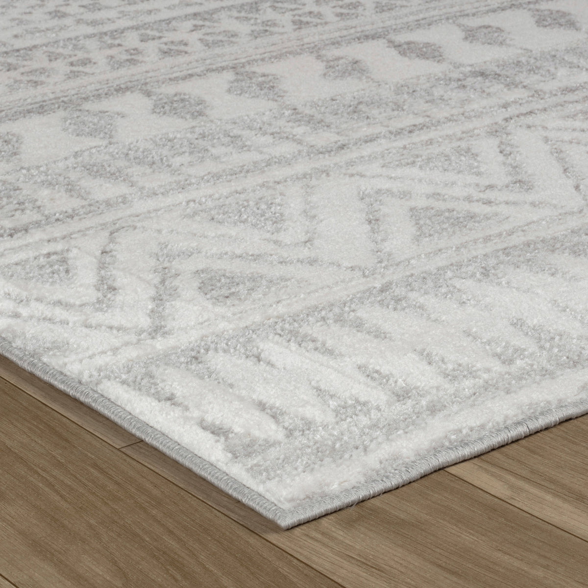 Alfombra Sirocco geométrica contemporánea gris y crema para interiores