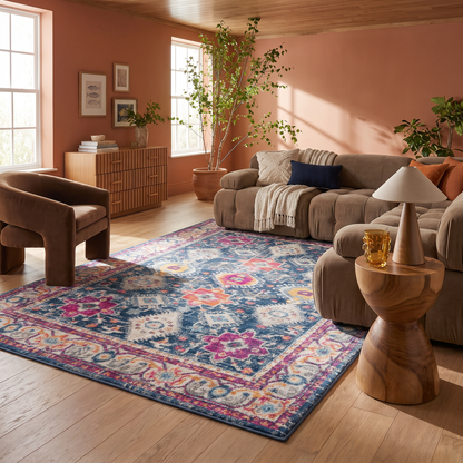 Noor Moroccan Traditional Blue Indoor Rug