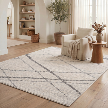 Nira Abstract Contemporary Beige and Grey Indoor Rug