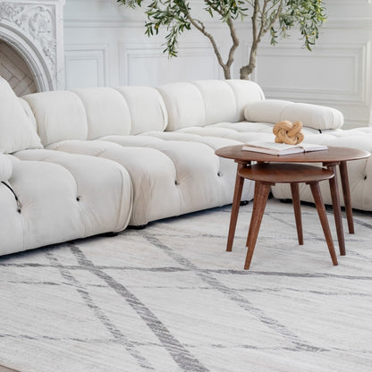 Nira Abstract Contemporary Beige and Grey Indoor Rug