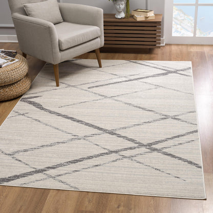 Nira Abstract Contemporary Beige and Grey Indoor Rug