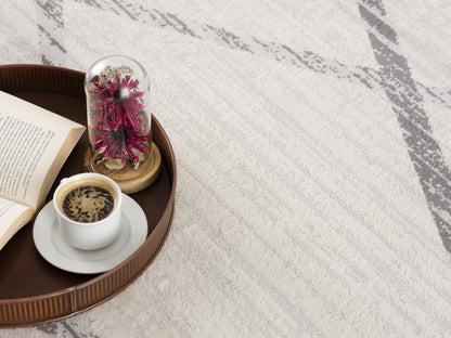 Nira Abstract Contemporary Beige and Grey Indoor Rug