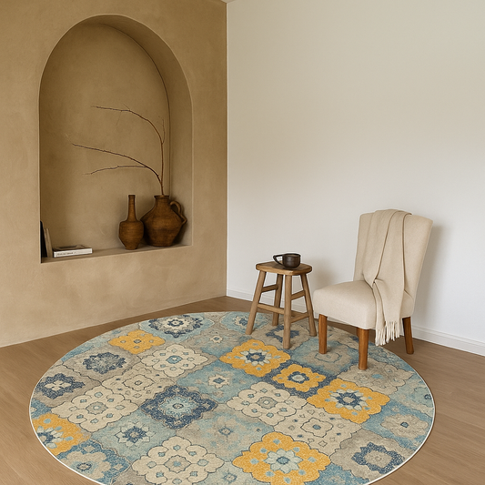 Valencia Vintage Floral Contemporary Blue and Grey Indoor Rug-23