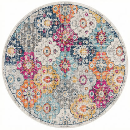 Valencia Vintage Floral Contemporary Pink and Blue Indoor Rug-26