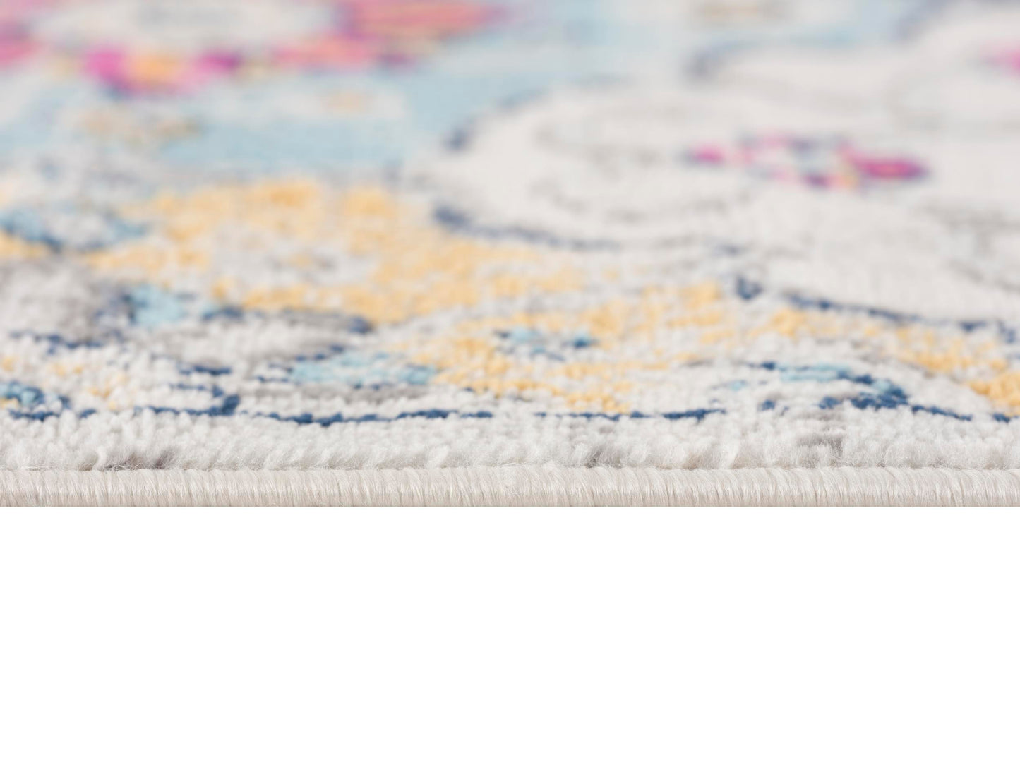 Valencia Vintage Floral Contemporary Pink and Blue Indoor Rug