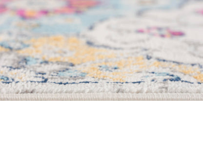 Valencia Vintage Floral Contemporary Pink and Blue Indoor Rug