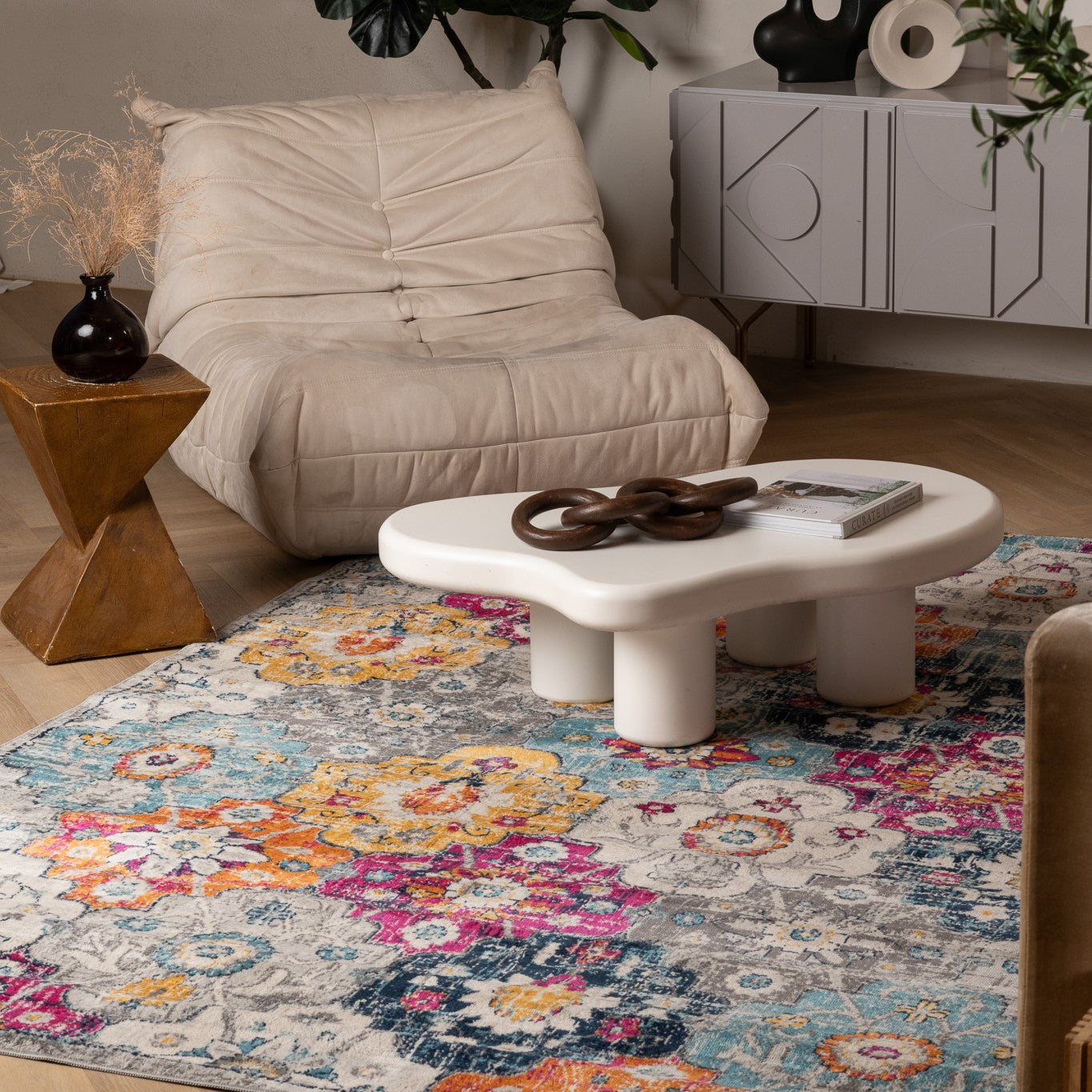 Tapis rouille contemporain moderne du milieu du siècle Savannah