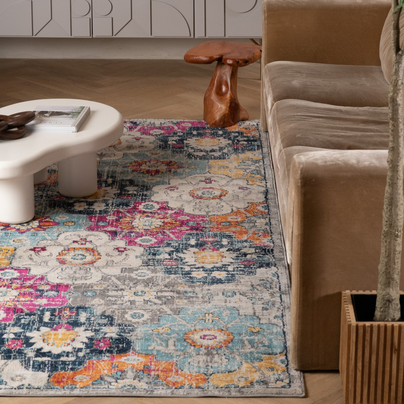 Tapis rouille contemporain moderne du milieu du siècle Savannah