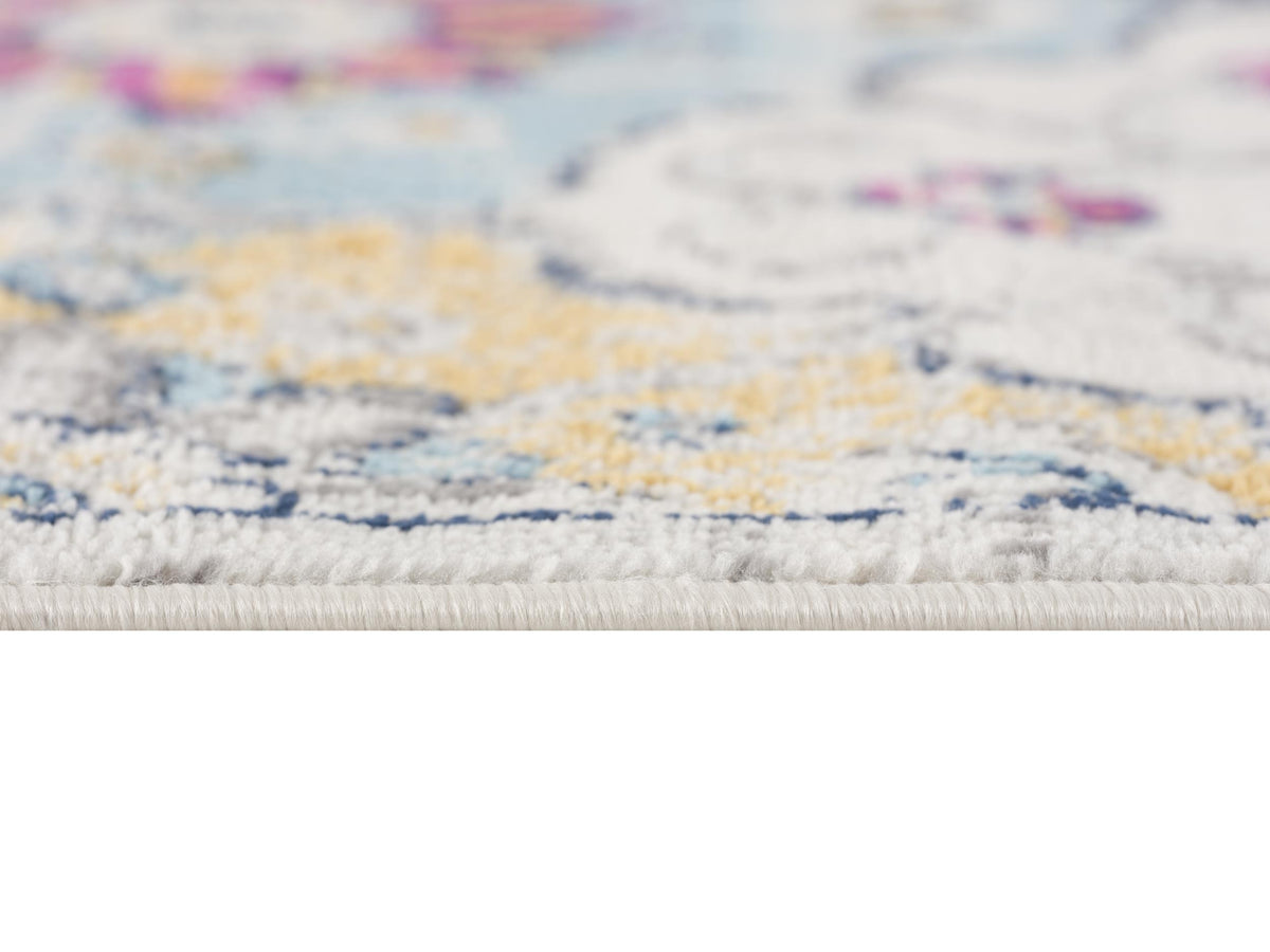 Valencia Vintage Floral Contemporary Pink and Blue Indoor Rug