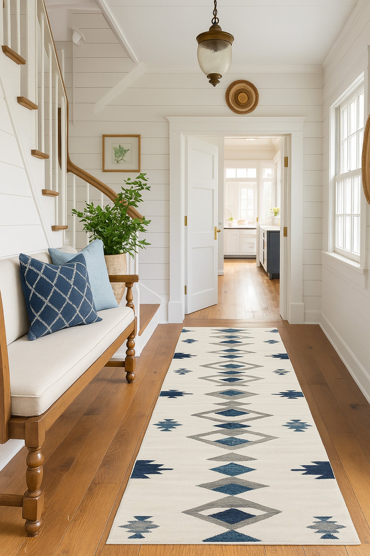 Mesa Southwestern Contemporary Blue and Beige Indoor Rug